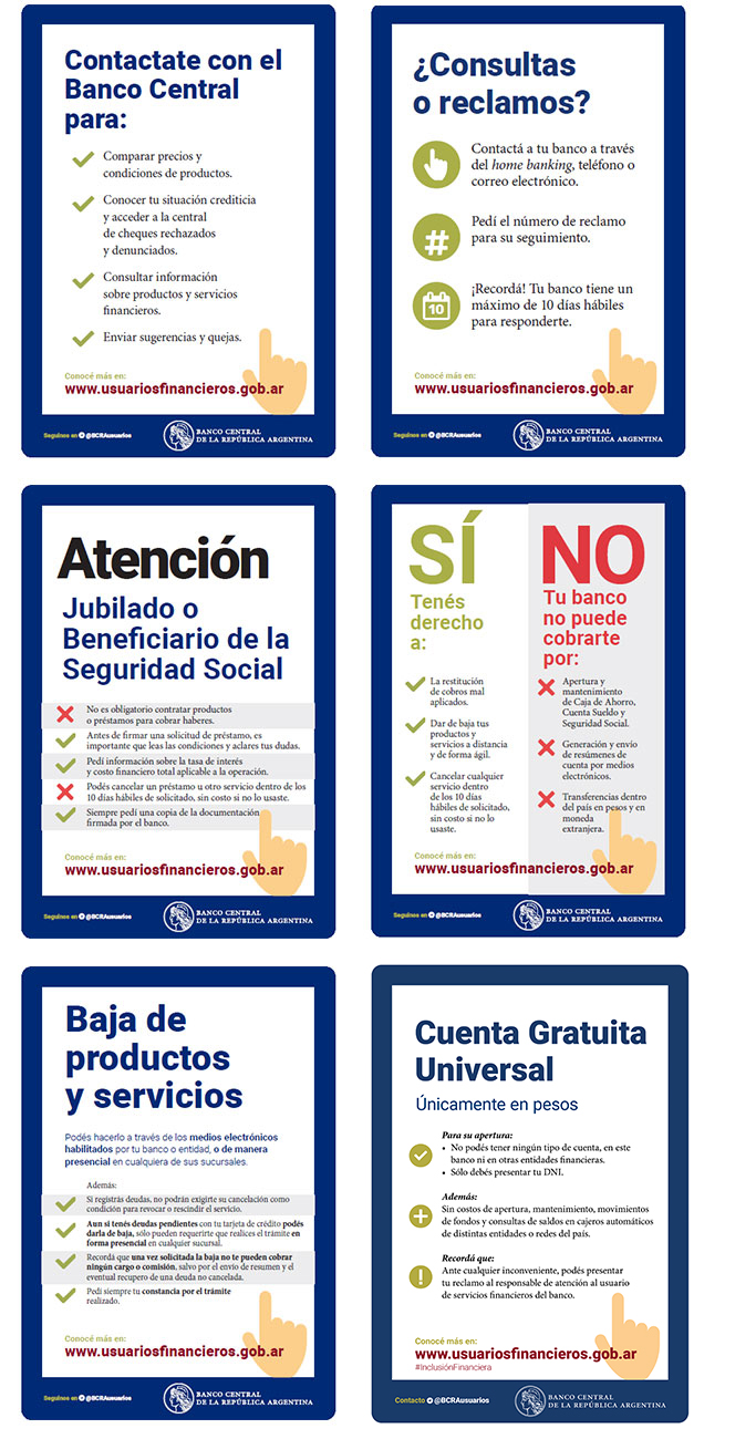 Carteles para información de usuarios financieros